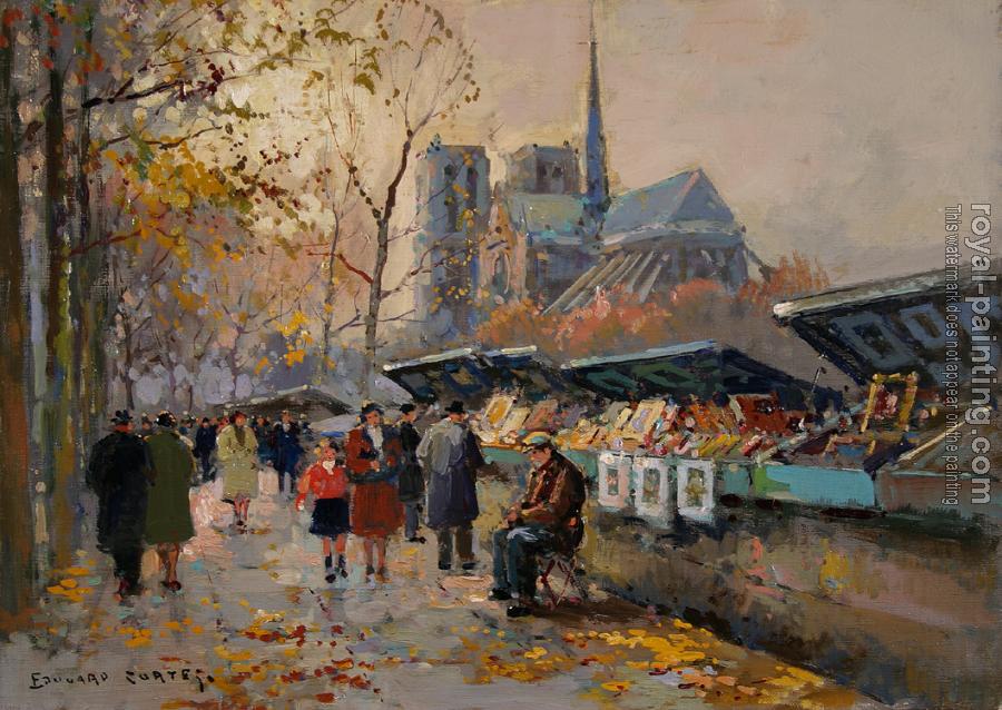 Edouard Cortes : Book Sellers Along the Seine
